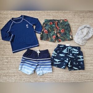 H&M Boys Summer Bundle - Swim Trunks, Swim Shirt & Hat